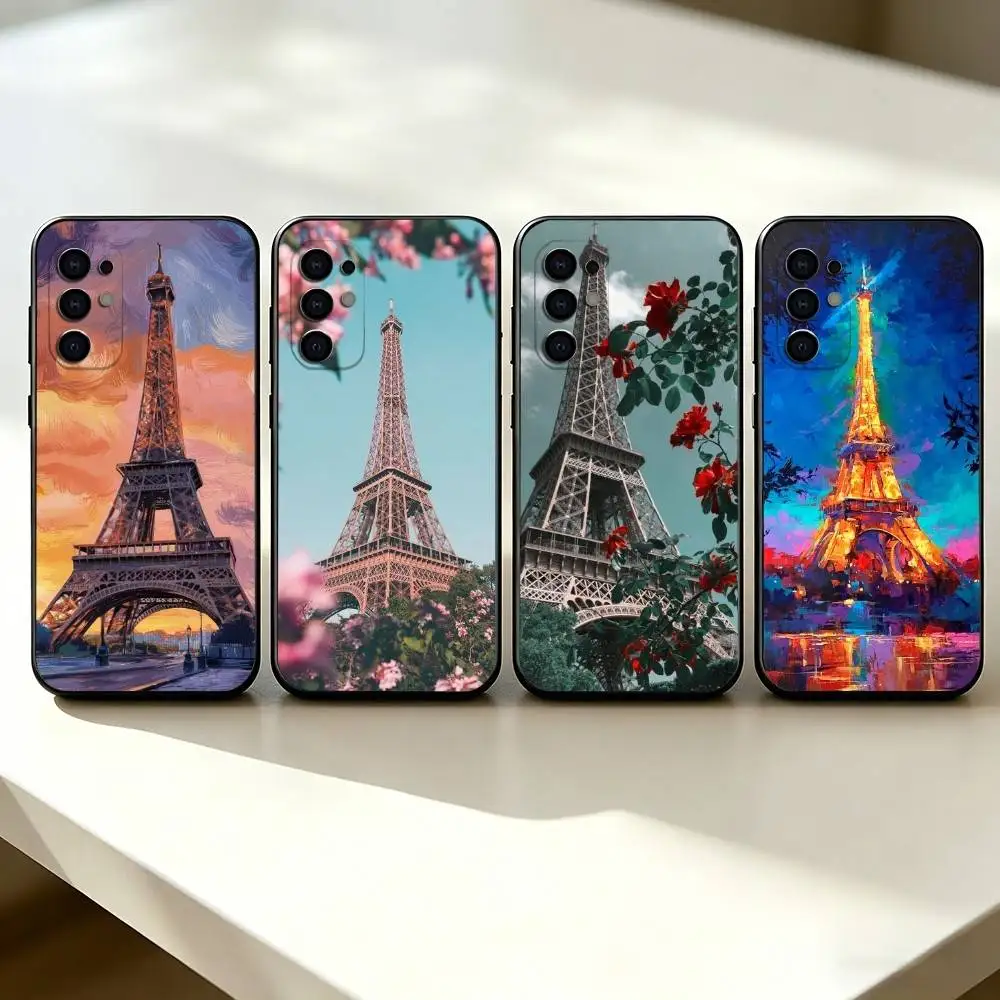P-Paris Art E-Eiffel Tower Phone Case For Samsung S25,S24,S21,S22,S23,S30,Ultra,S20,Plus,Fe,Soft Silicone Black Cover