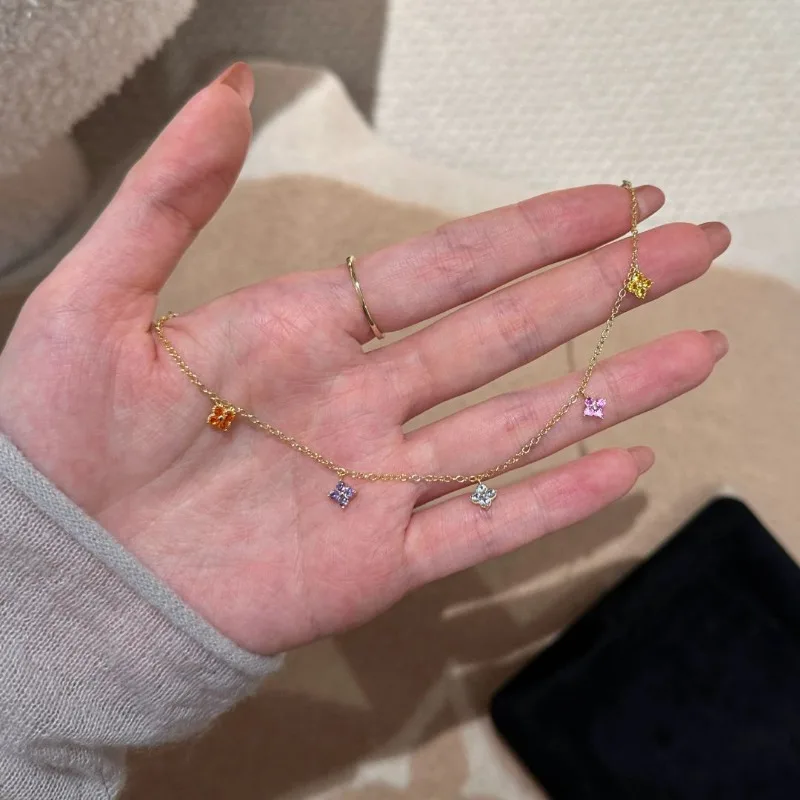 Xiaohongshu نفس الدوبامين اللون الزركون محظوظ العشب سوار ، أنثى موري الراقية أربع أوراق زهرة مجوهرات رائعة #2