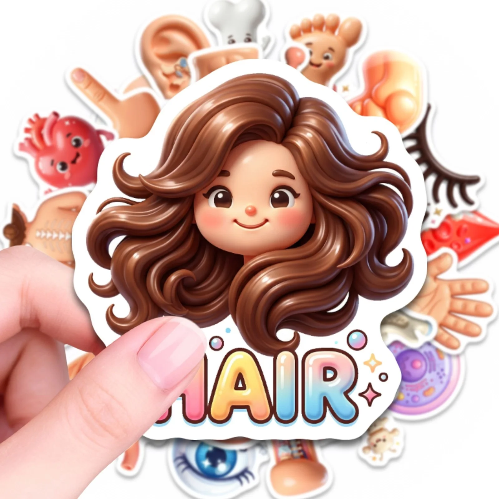 50/100 Pcs Cartoon Cute Human Organ Stickers, Educational Fun, DIY Waterproof for Phone Fridge Shoe Rack Drawer Bookshelf Decals