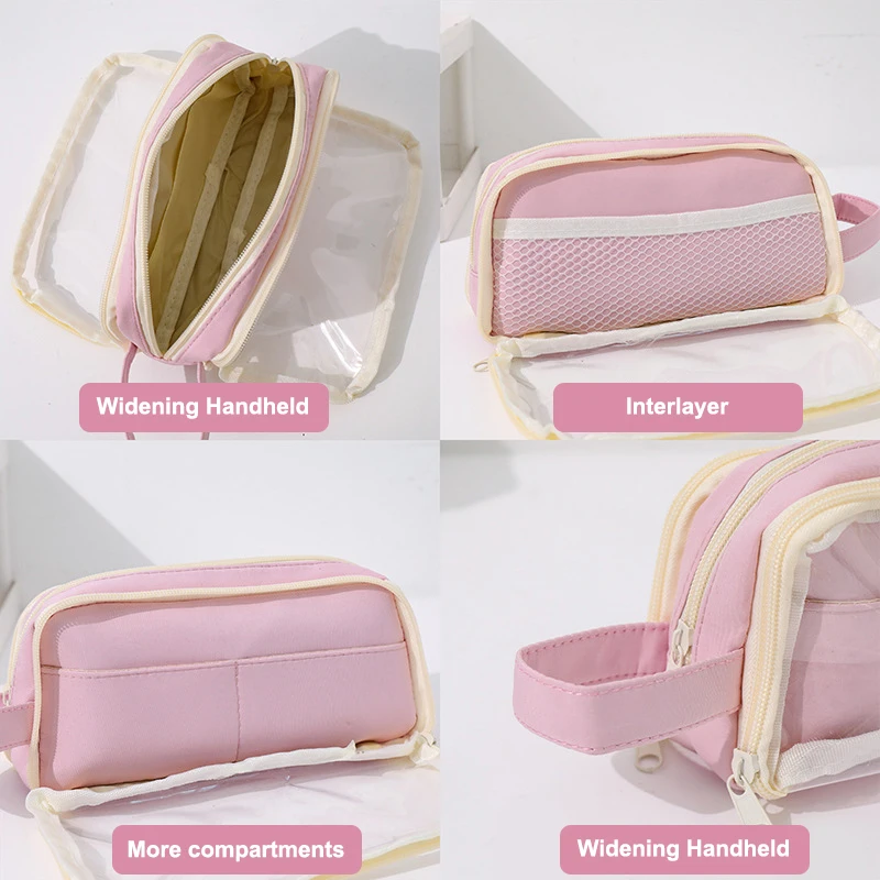 Exquisite Transparent Pencil Case Student Large Capacity Multifunctional Convenient Stationery Storage Bag Simple Pen Bag