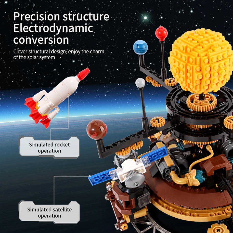 946 個のテクニカル太陽系回転地球と太陽ビルディングブロック科学実験教育レンガのおもちゃ子供のギフト