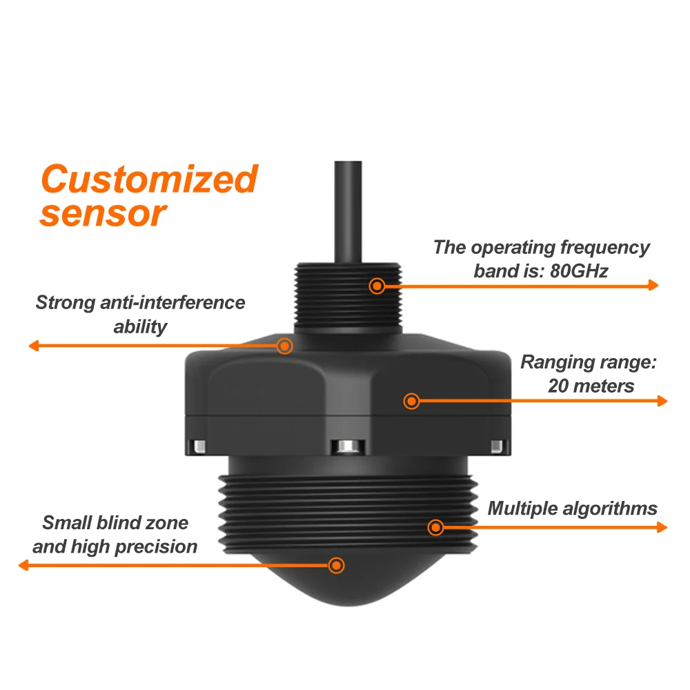 2PCS 80GHz Millimeter Wave Radar Water Level Sensor Hydrological Monitoring Sensor FMCW Mode Non-contact Install Liquid Level Se