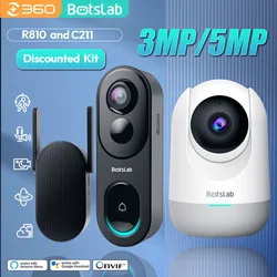 Botslab 5MP AI Doorbell Camera Wifi Motion Detector HDR Two-Way Talking Doorbell Cam 2.4&5G Hz WiFi Doorbell Cam