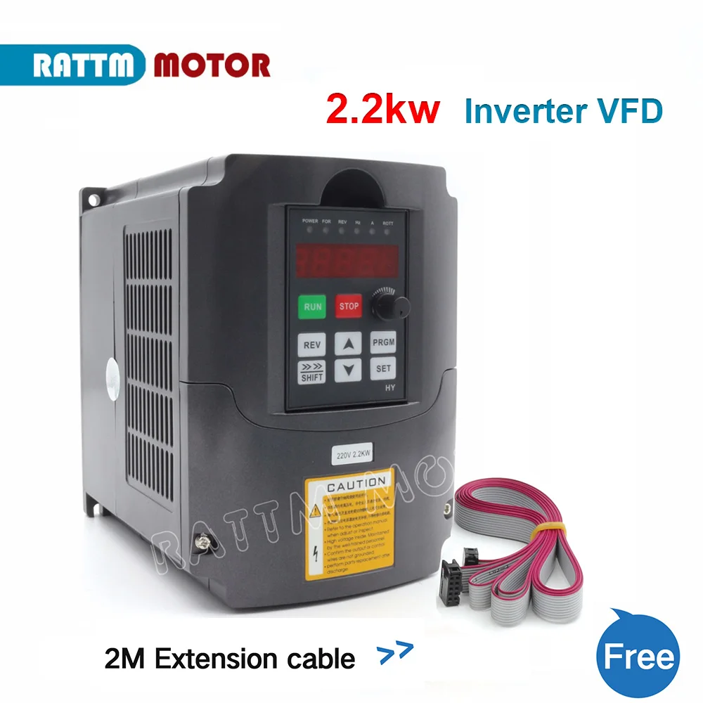 【EU Stock】RATTM MOTOR 2.2KW Variable Frequency Drive VFD Inverter 3HP 220V VSD for CNC Router Spindle Motor Speed Control