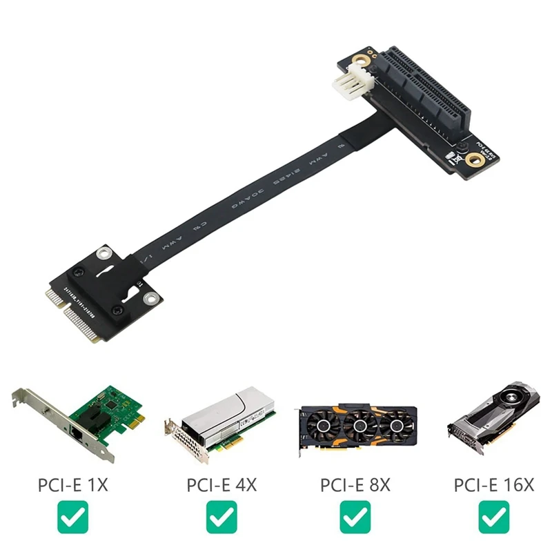 Mini Pcie To PCI-E 4X 270 Degree Adapter Cable 20Cm PCIE3.0 Extension Port Adapter With 4Pin To SATA Power Cable For GPU