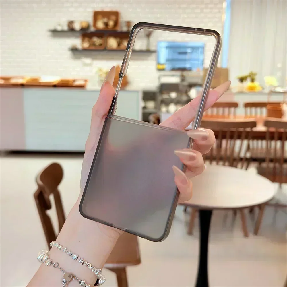 Transparent Sanding Phone Case for Samsung Galaxy Z Flip 8 7 6 5 4 3 Flip7 Flip6 Flip5 Flip4 Flip3 Shockproof Protective Shell