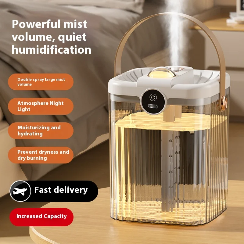 Dual Nozzle New Humidifier Mute Bedroom Portable Large Capacity Air Humidifier USB Spray With Cover