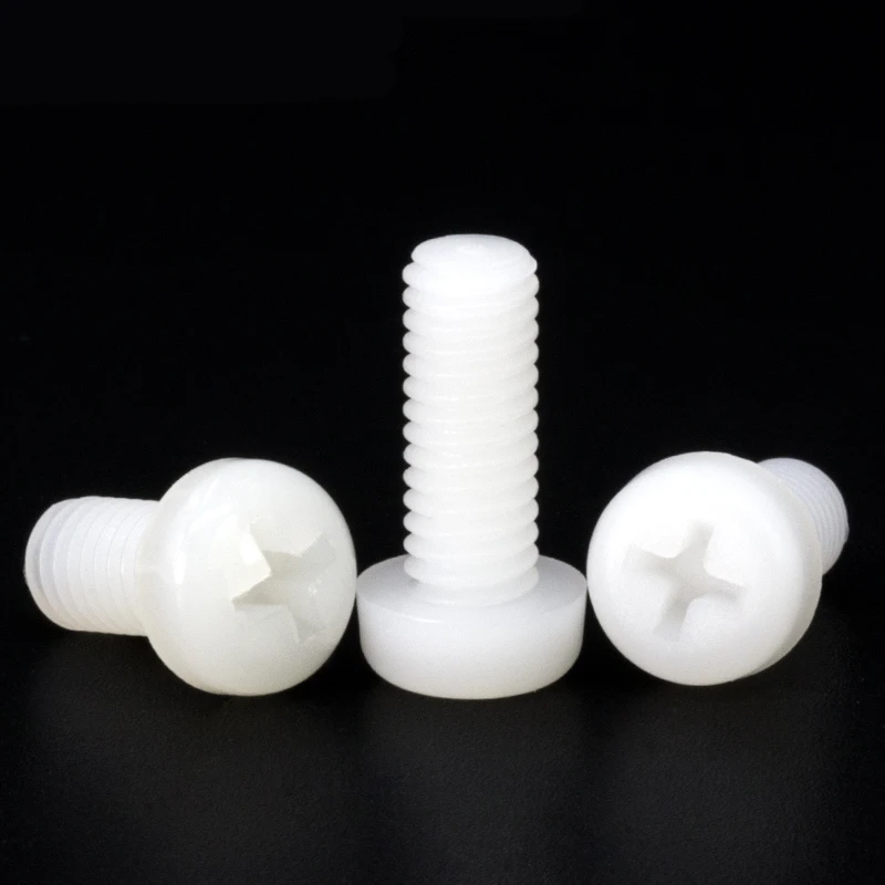M2 M2.5 M3 M4 M5 M6 Nylon Round Head Phillips Machine Screws White Black Color PA66 GB818 DIN7985