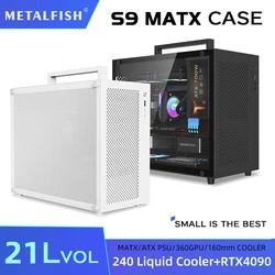 METALFISH S9 MATX Computer Case Gaming PC Chassis Support MATX/ITX/ATX PSU/240 Liquid Cooler/360mm GPU