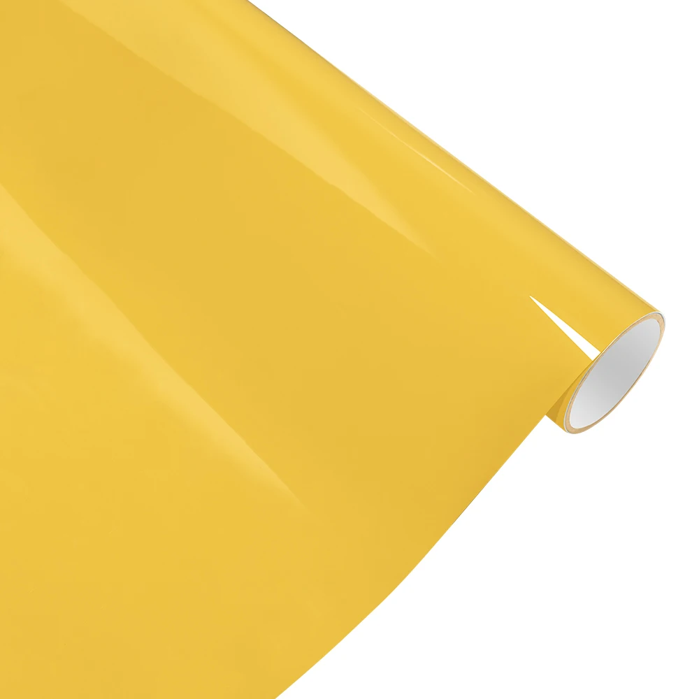Car Sticker Signal Yellow Vinyl Wrapping Film Bubble Free Decals PET Sticker Vinyl Film Car Accessories Exterior Interior