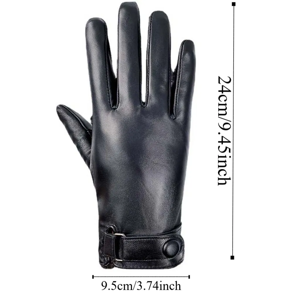 1 par macio plutônio anti-frio luvas à prova dwaterproof água tela de toque preto engrossado luvas cor sólida ajustável à prova de vento luvas inverno