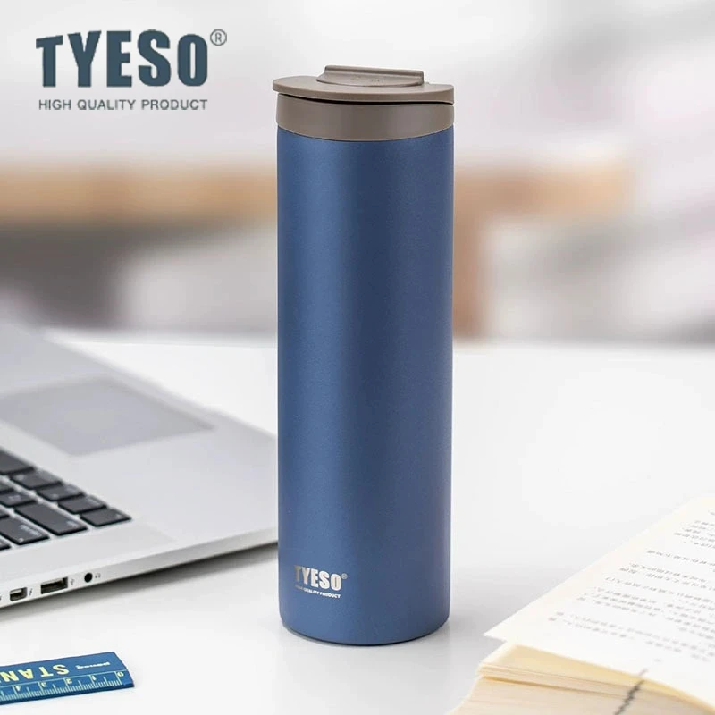 Termos TYESO de Acero Inoxidable 304, Tapa Abatible a Prueba de Fugas, Botella de Agua para Beber Directamente, Taza de Café para Auto, Vaso de Viaje