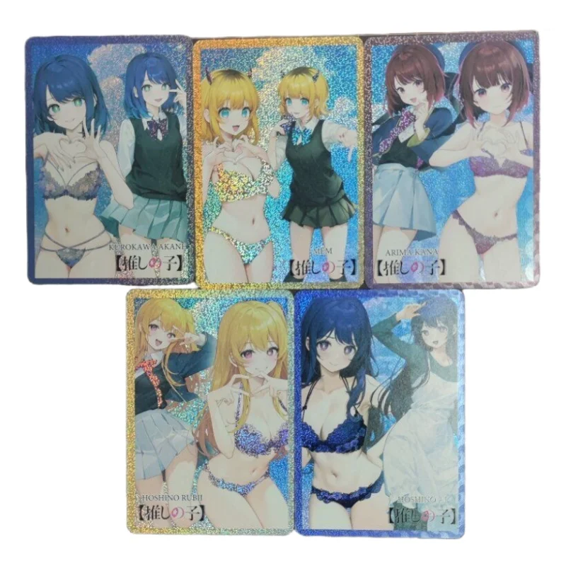 Anime Girl Flash Card Oshi No Ko Hoshino Ai Rubii Arima Kana Diy A Set of 5 Sheets Anime Peripheral Game Collection Card Gifts