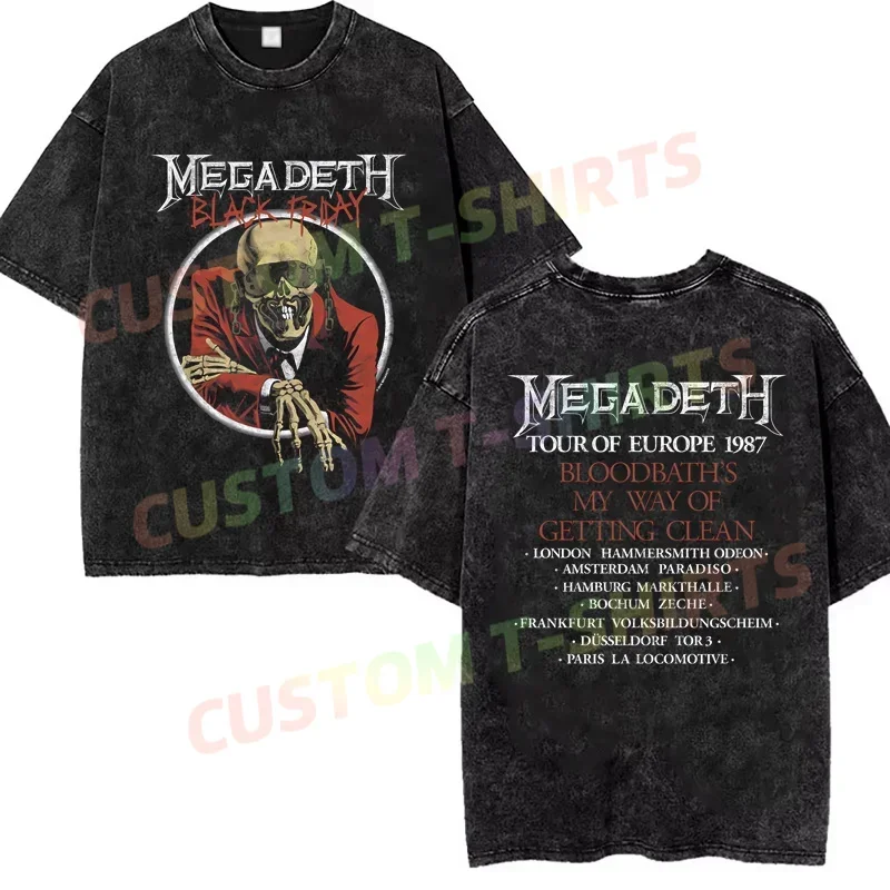 

Summer Vintage Cotton Men Washed So What Vintage Tracklist T-Shirt Black By Megadeths Loose T Shirts Y2K Hip Hop Top Tee