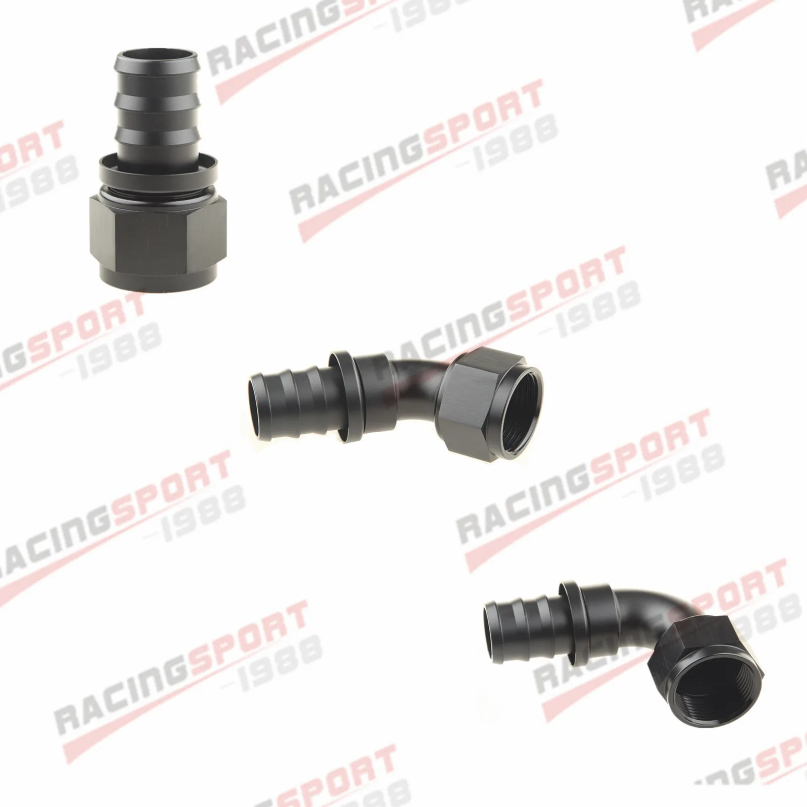 16AN AN-16 Straight  0 45  90 Degree  Push-on Hose End Fitting Adaptor Fuel Oil Line Hose Black