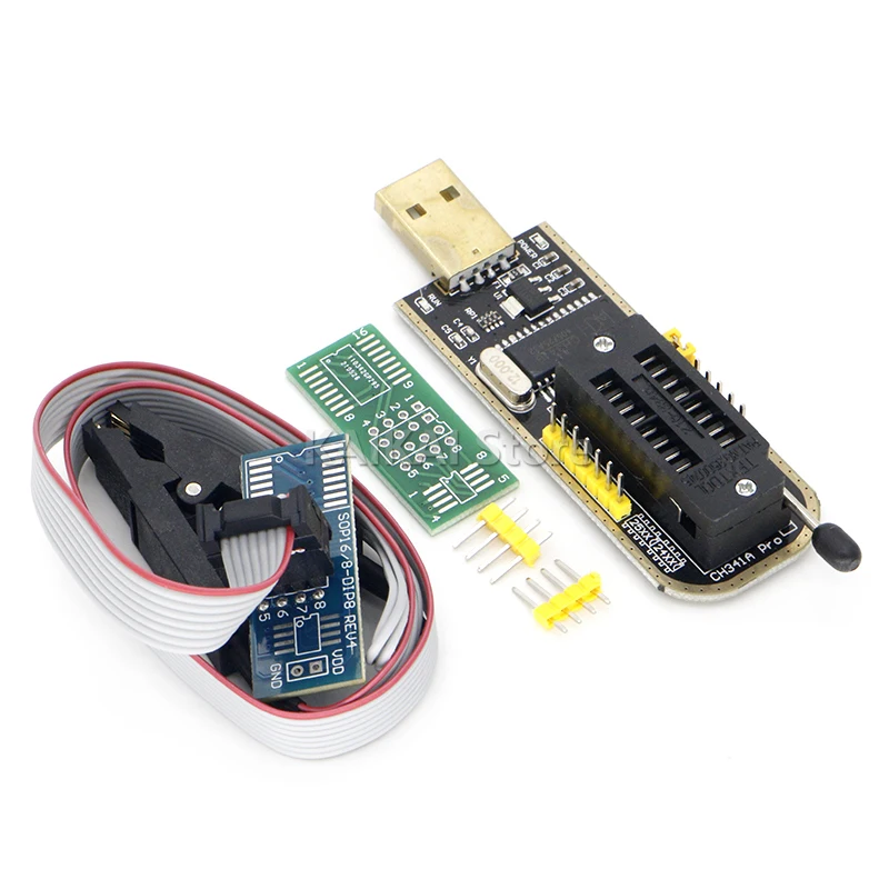 CH341 24 25-Serie EEPROM Flash BIOS USB-Programmiermodul + SOIC8 SOP8 Testclip für EEPROM 93CXX / 25CXX / 24CXX