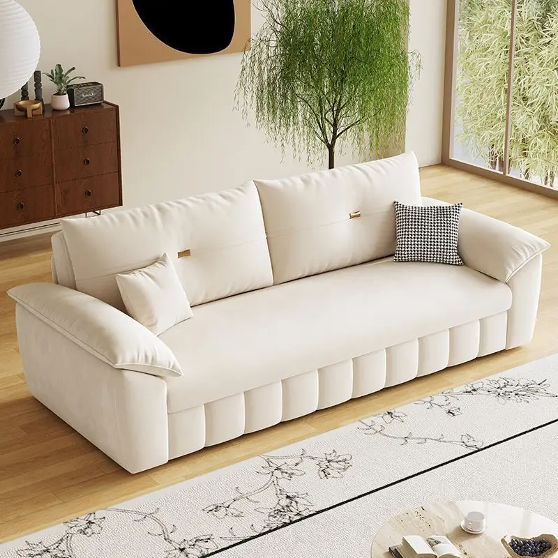 Flannel cream sofa bed multi-functional dual-purpose foldable storage small apartment