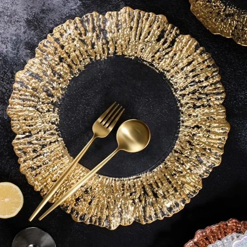 

Exquisite European-style Gold Electroplated Glass Tray with Sunflower Tree Motif - Ideal Crystal Dried Fruit Platter