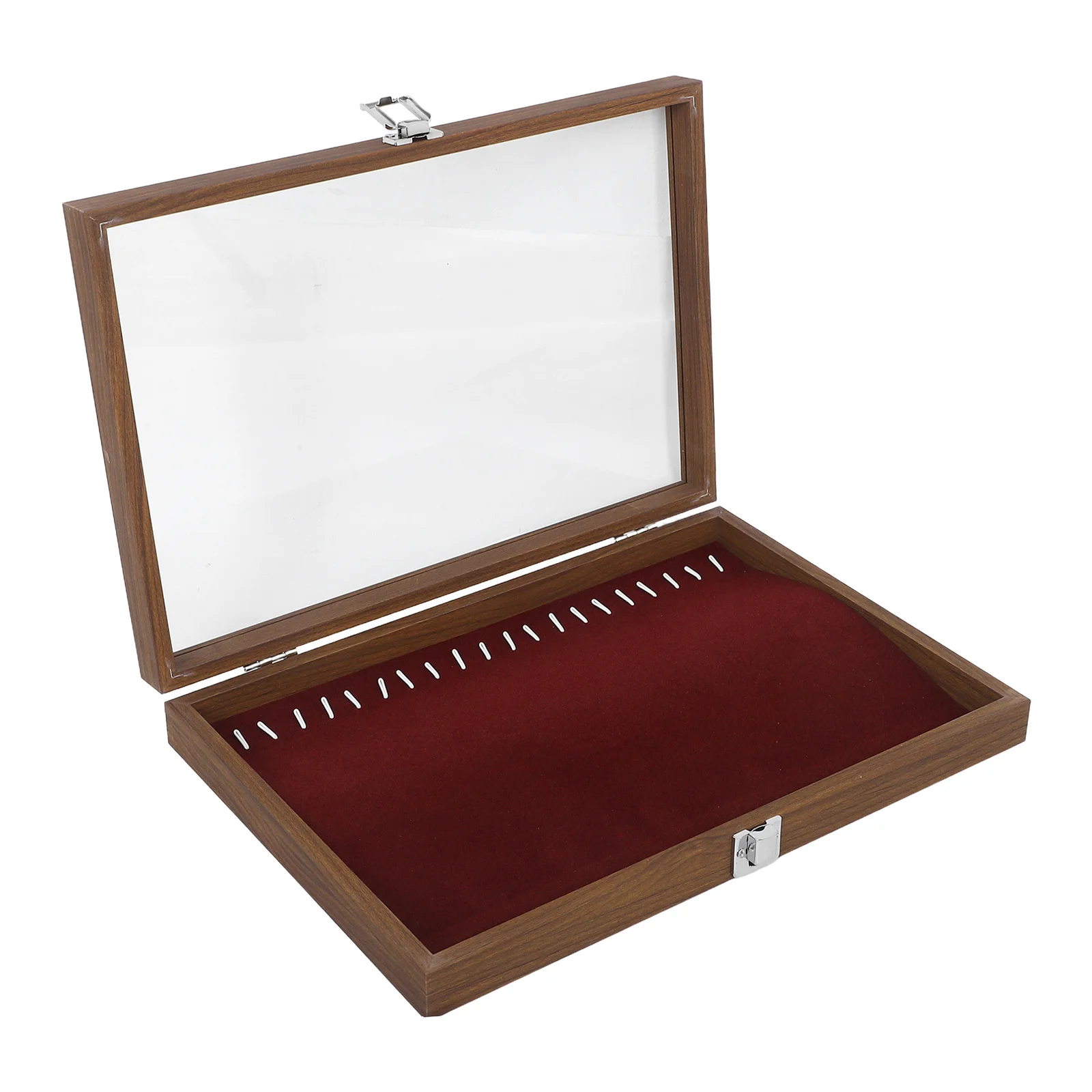 Wood Necklace Display Box Lined Jewelry Organizer Clear Window Necklace Storage Case Earring Holder Jewelry Organizer Gift Women
