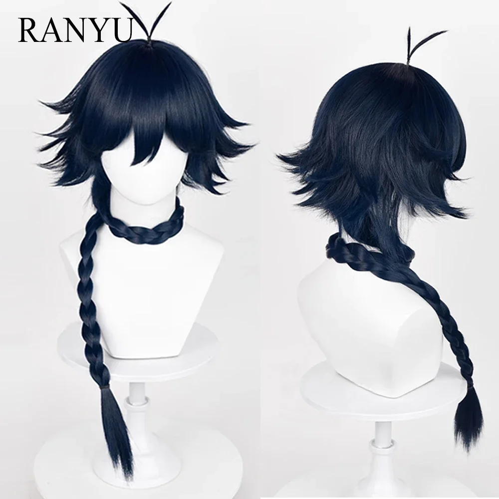 

Long Straight Synthetic Black Blue Wig Braided Anime Game Cosplay Fluffy Women and Men Heat Resistant Wig for Daily Party