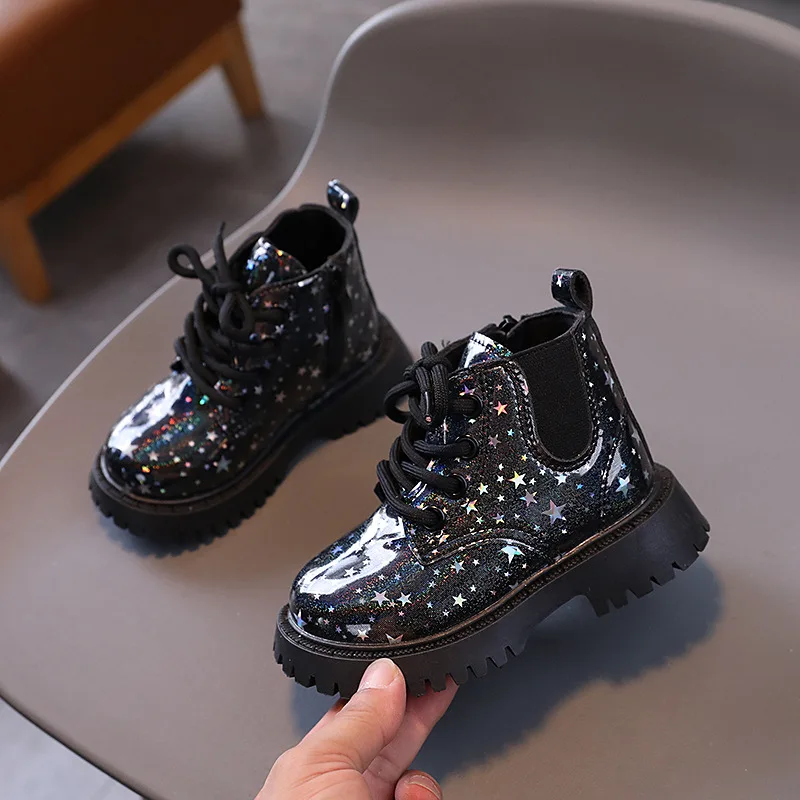 Boys Leather Boots New Kids Snow Boots Girls Pu Leather Shoes Baby Toddler Boots Children Soft Waterproof Boots J335