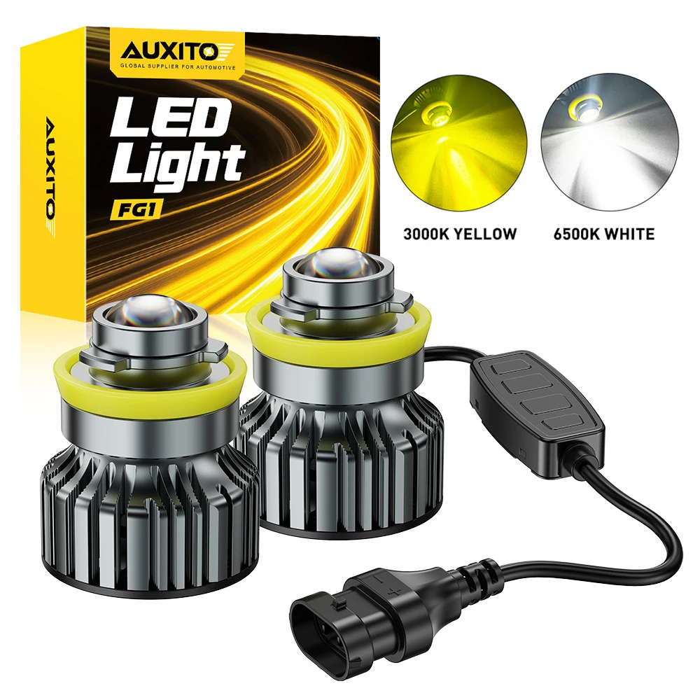

2Pcs AUXITO H8 H11 LED Laser Fog Lights Projector Mini Lens Canbus 70W Auto Fog Lamp Golden/White Automotive Spotlight Bulbs 12V