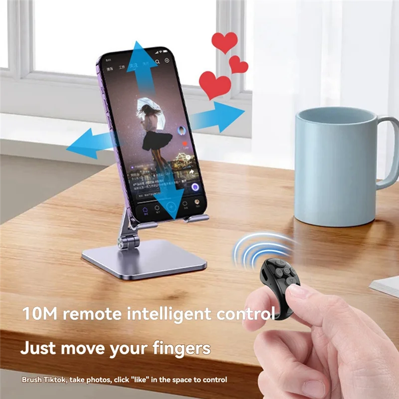 AAAEL-Ring Controller E-Book Page Turner Control remoto instantáneo Anillo Música Video Controlador Fortiktok IOS Android Laptop Blanco