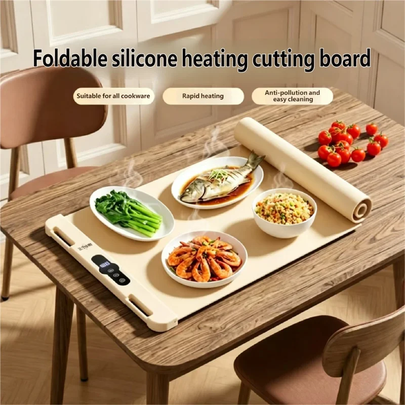 Silicone Foldable And Crimp Intelligent Thermostatic Food Heating Plate Multi-Functional Thermal Insulation Heating Plate