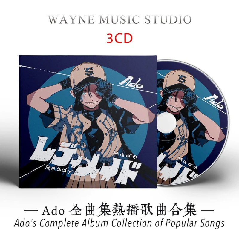 Pop Ado Music CD Greatest Hits OST Album 54 Song 3pcs Music Record Cosplay Walkman Car Soundtracks Box Party Music Collection