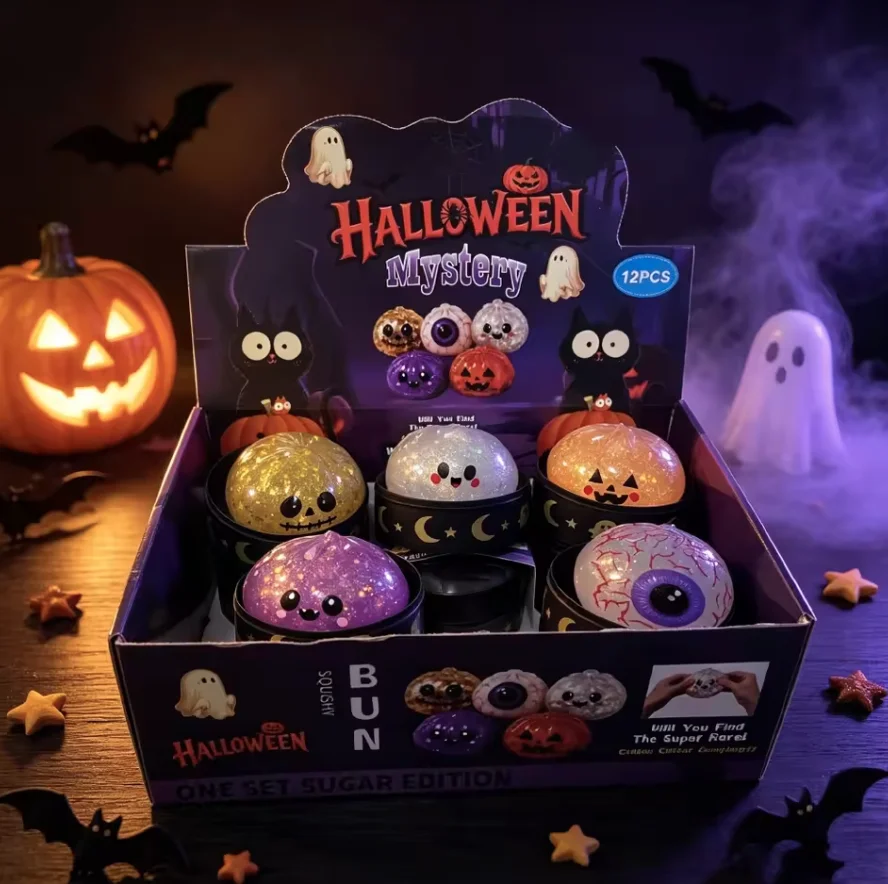 8.5Cm Halloween decompression buns toy creative pectin fun vent soothing anxiety toilet toy, portable office toy birthday gift