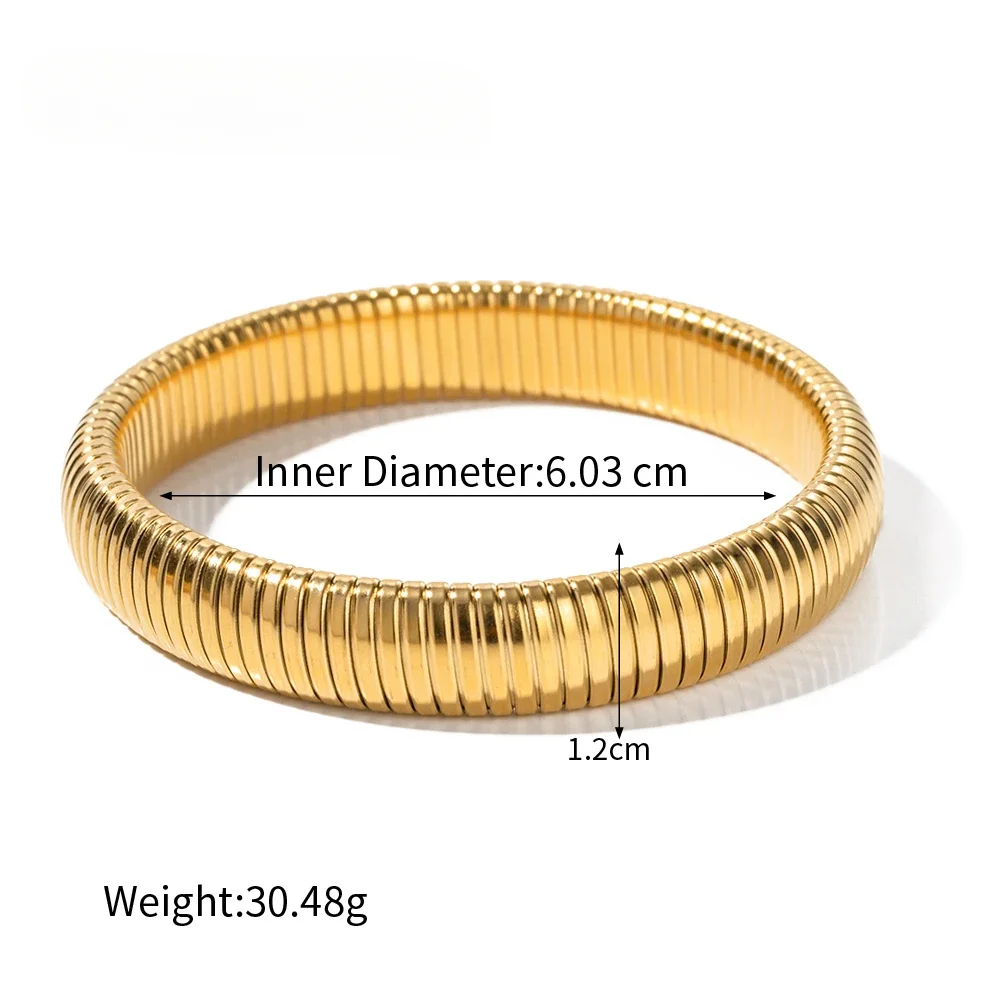 Edelstahl Textur Flex Schlangenkette Manschettenarmband 18 Karat vergoldet breites Armband Armreif Modeschmuck Frauen Geschenke – Detail 10