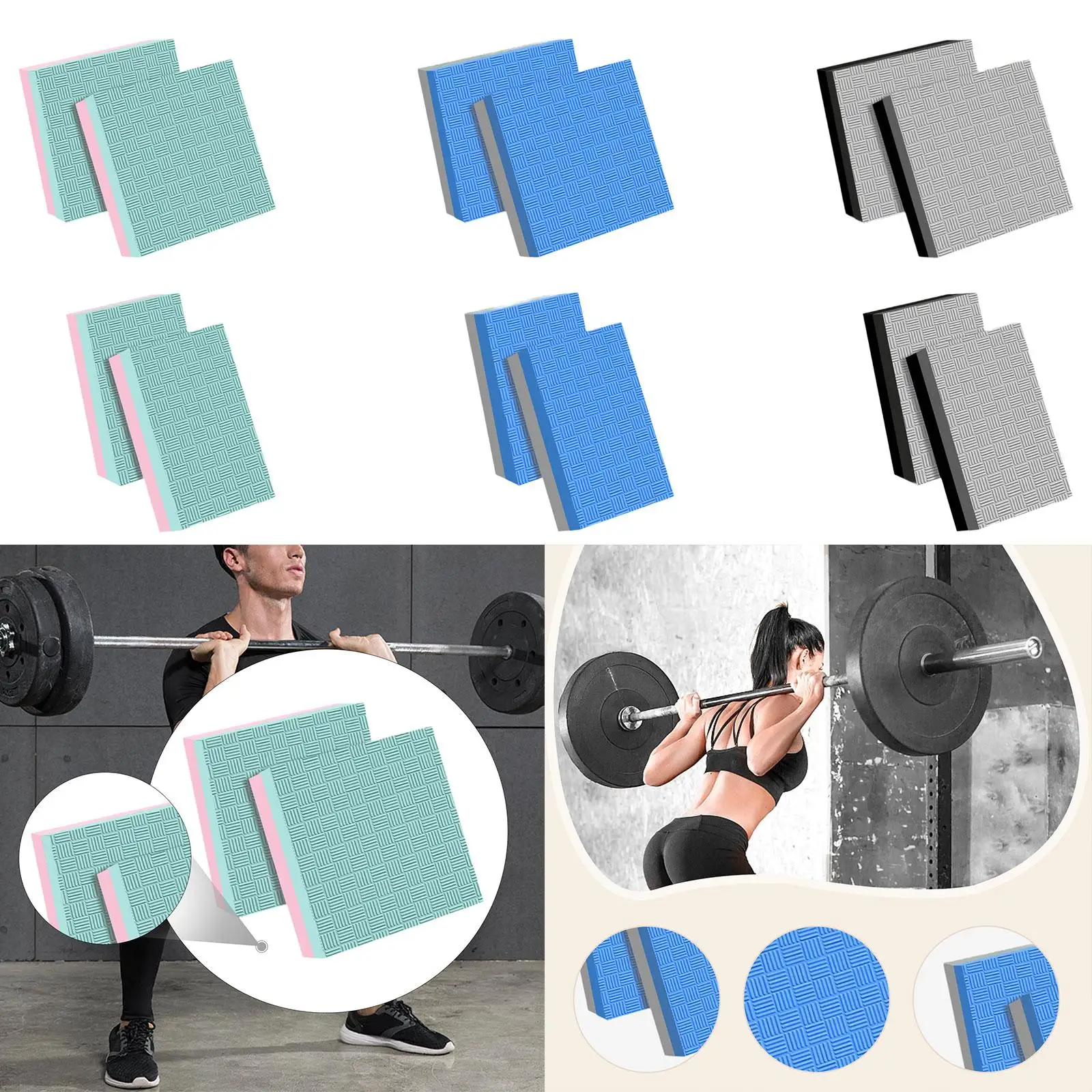 Soundproof Exercise Crash Pad Noise Reduction Weightlifting Cushion Mat Gym Dumbbell Flooring for Home Indoor Workout