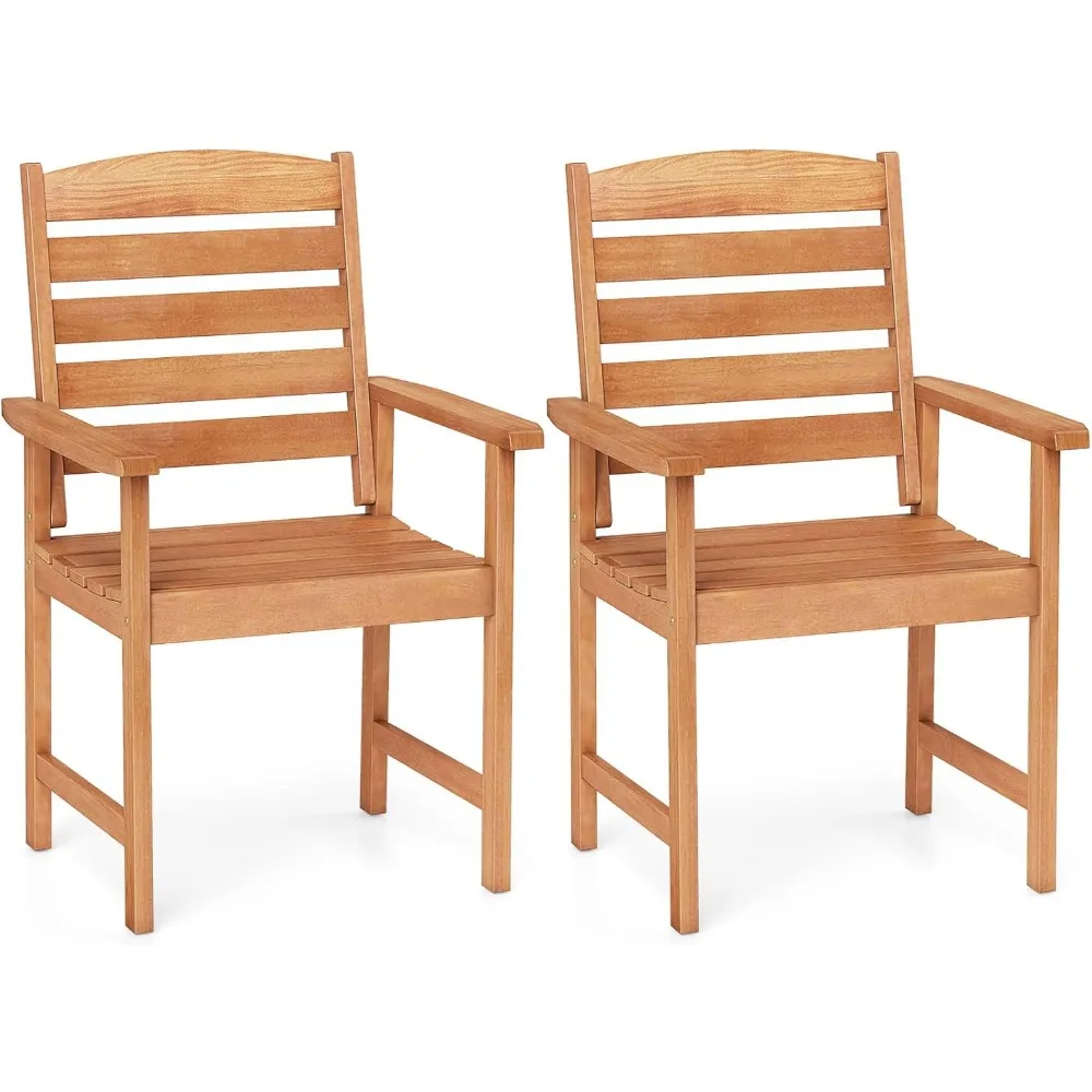 

Набор стульев для патио из 2 шт., деревянные обеденные стулья для улицы с наклонной спинкой и решетчатыми сиденьями, уличная мебель Armcha