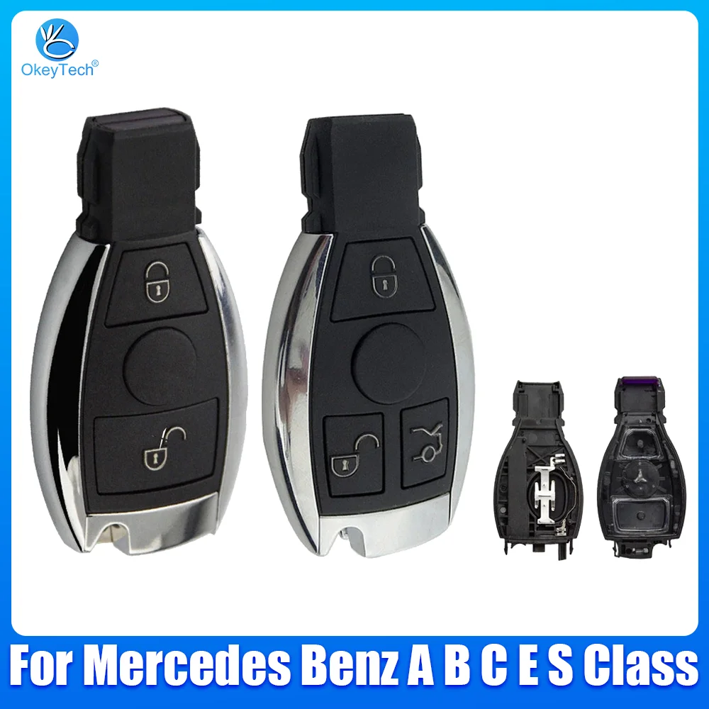 Okeytech Keyless Entry Remote Car Key Original Smart Car Key Shell Case 2/3 Buttons For Mercedes Benz A B C E S Class W203 W204