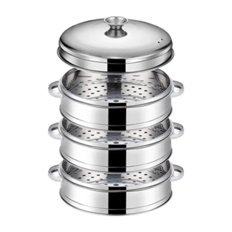 Stainless Steel Pot Drain Basket Kitchen Cooking Bamboo Steamer Cooker Rice Food Steaming Grid with Double Ear