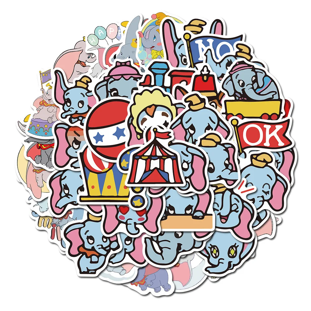 

10/30/50pcs Disney Cute Dumbo Graffiti Stickers DIY Laptop Suitcase Water Bottle Phone Scrapbook Decoration Sticker Decals Toys