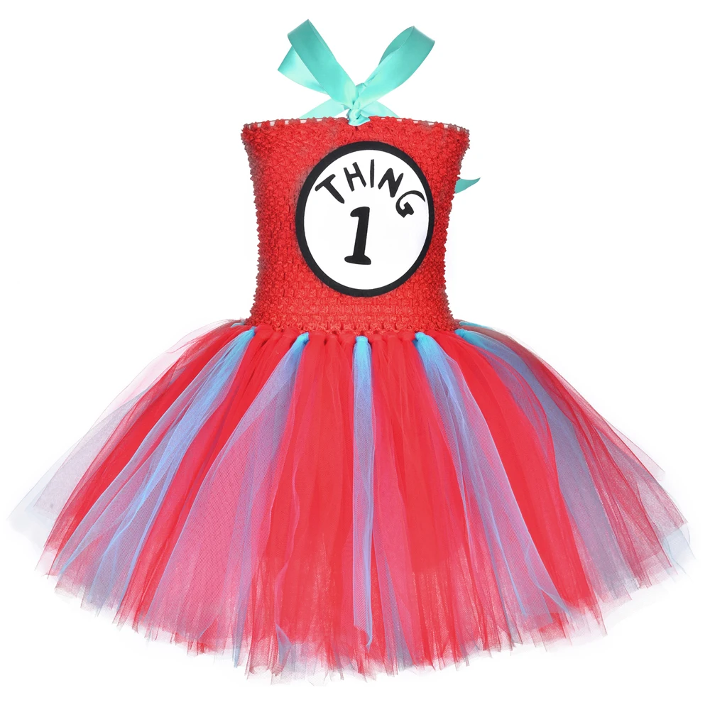 

Thing 1 and Thing 2 Character Tutu Dress for Girls Christmas Halloween Costume for Kids Girl Birthday Party Outfit Twin Clothes