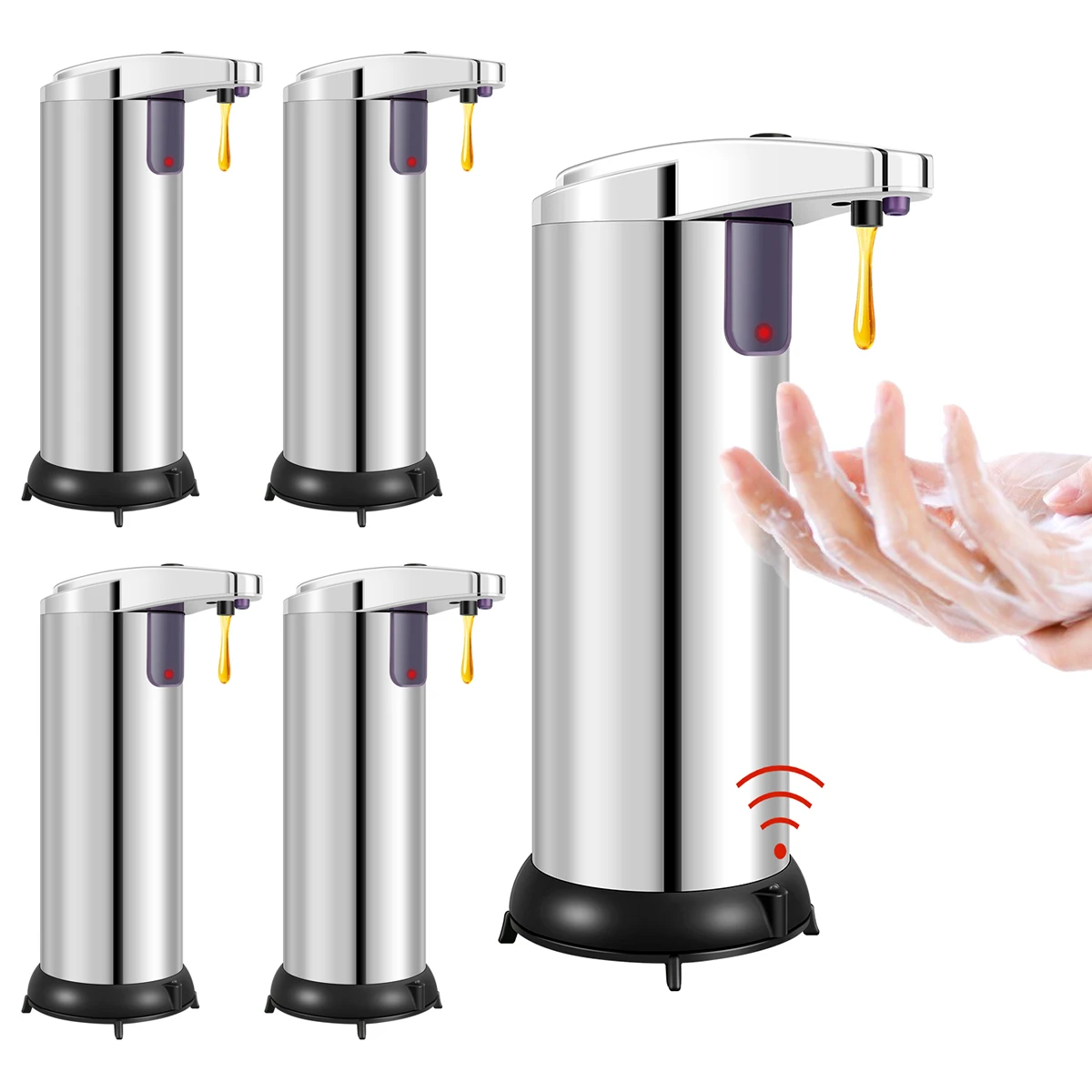 5PCS/1PCS 280ml Automatic Soap Dispenser 3 Adjustable Level Touchless Hand Soap Dispenser Motion Sensor Smart Hand Sanitizer