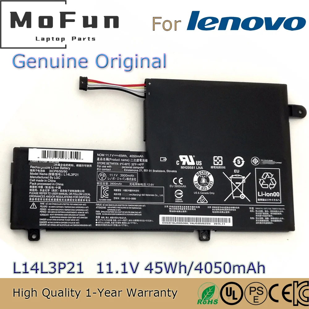 Brand New Original L14L3P21 11.1V 45Wh Laptop Battery for Lenovo Flex 3 4-1470 1480 1580 Edge 2-1580 L14M3P21 L15L3PB0