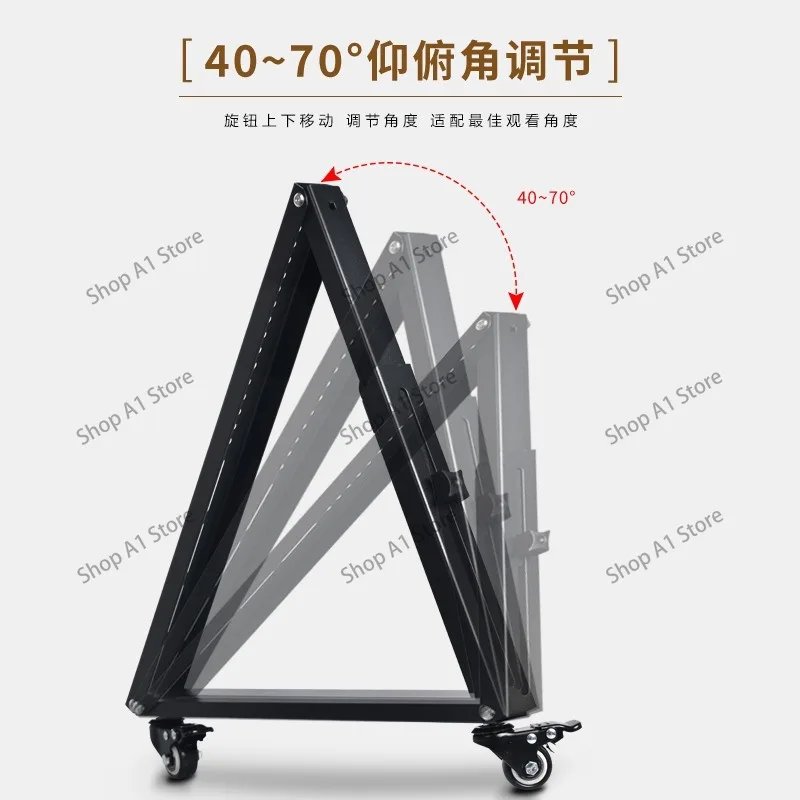 Universal Triangular Mobile TV Stand, Heavy Duty Large Tilt Bracket for 32-70" TV, Teleprompter & Return Monitor 6