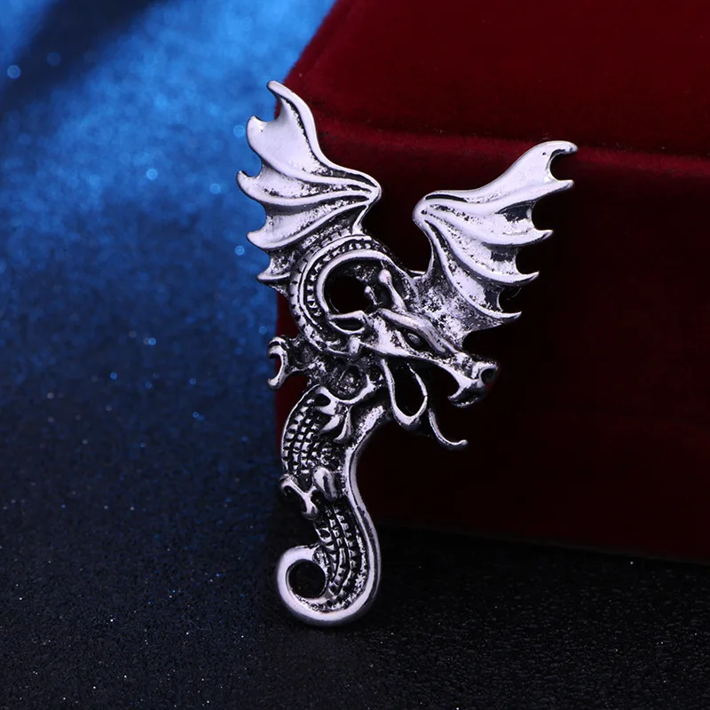 2020 New Vintage Animal Dragon Brooch Pin Metal Wings Corsage Men\'s Suit Shirt Lapel Pin Badge Fashion Jewelry Accessories