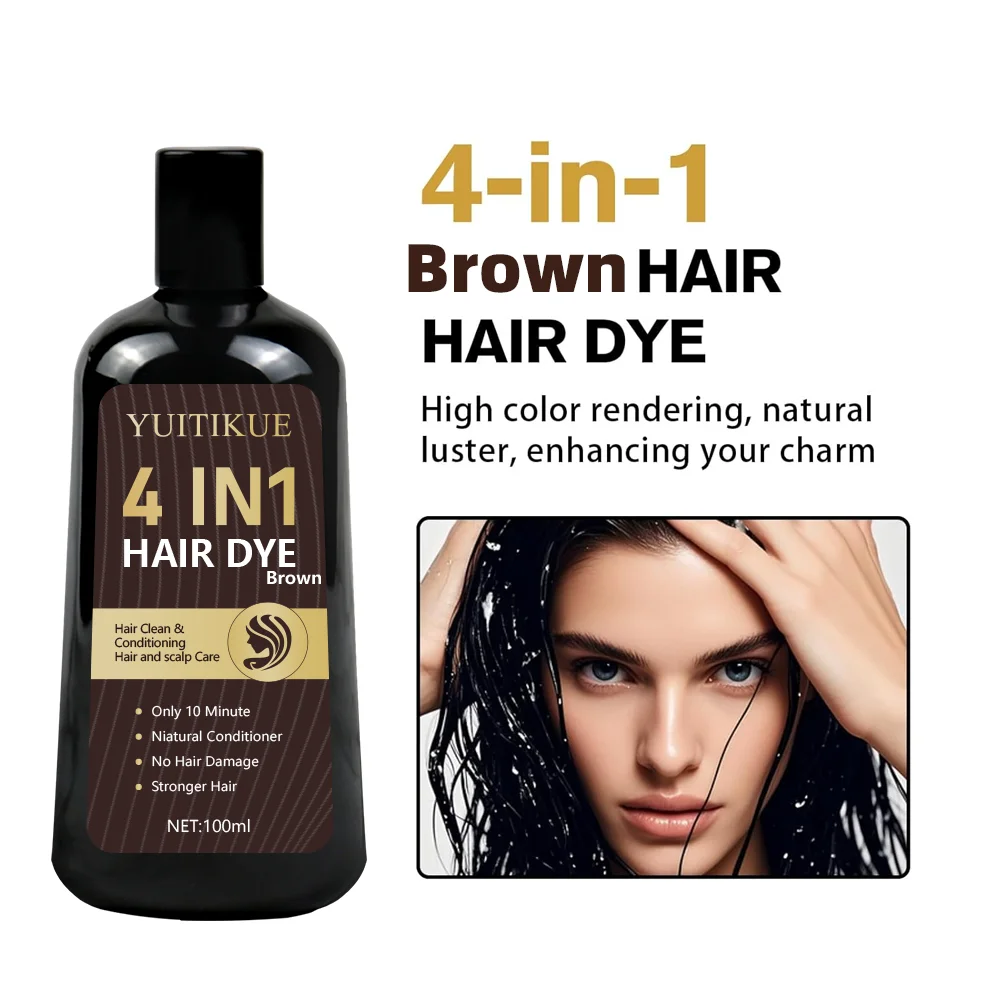 100ml ブラウンヘアカラー、オーガニック処方、白髪を永久的にカバー、輝きと自然さ、男女兼用