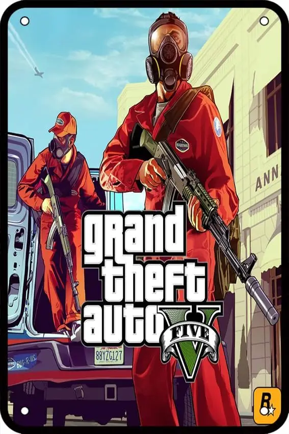 GTA 5 Game Poster 4 8 x 12 Inches - Retro Vintage Metal Tin Sign for Home Bar Pub Garage Decor Movie Gifts