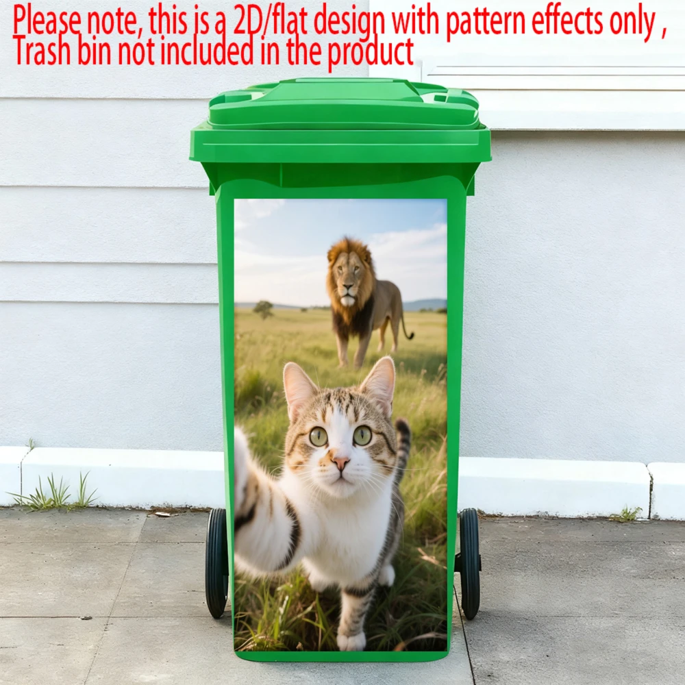 

Lion Cat Selfie Animal Trash Can Sticker Bin Stickers Waterproof Self Adhesive Wallpaper Home Wall Art Kitchen Decoration