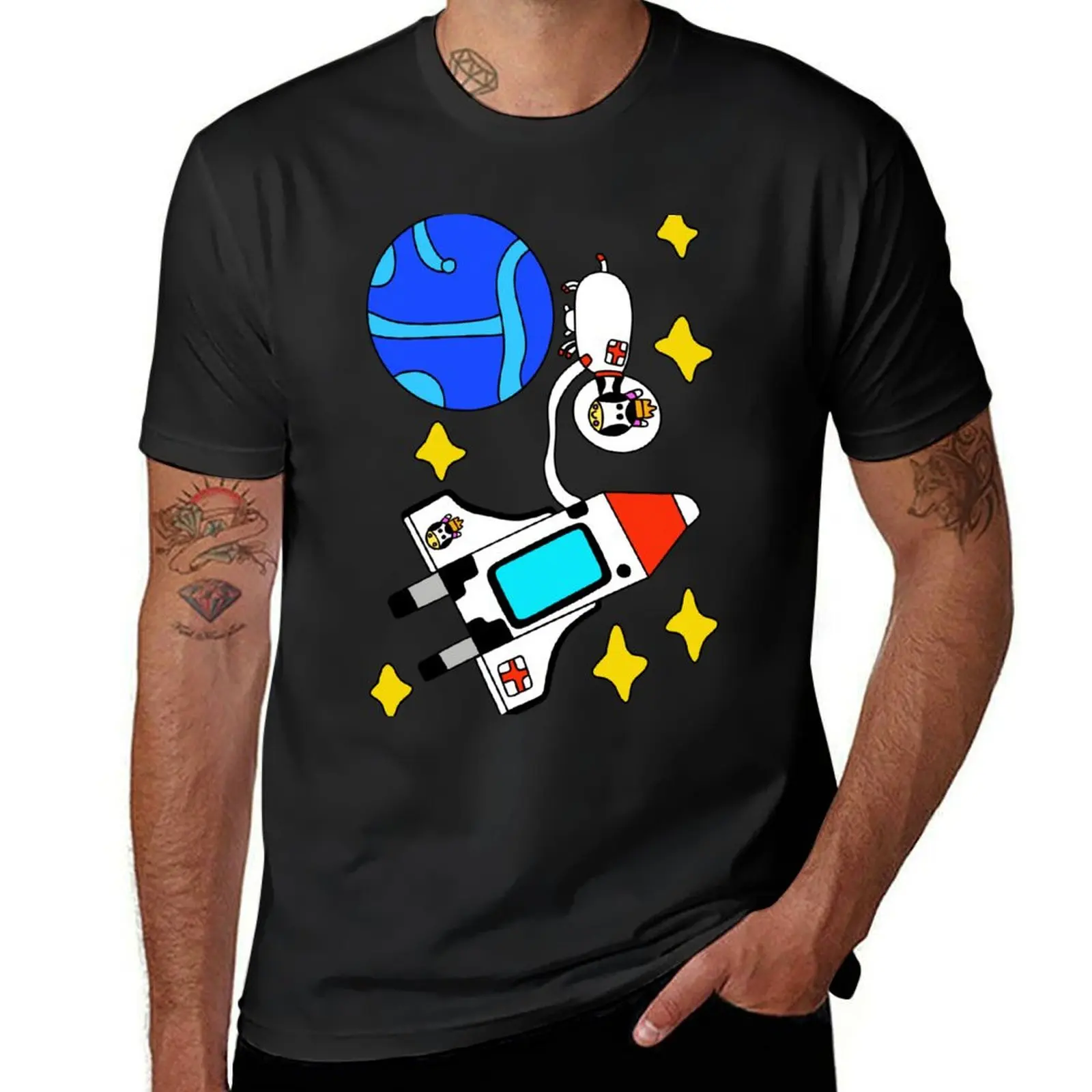 Space Cow Neptune T-Shirt customs hippie clothes cute clothes plus size tops black t shirts for men