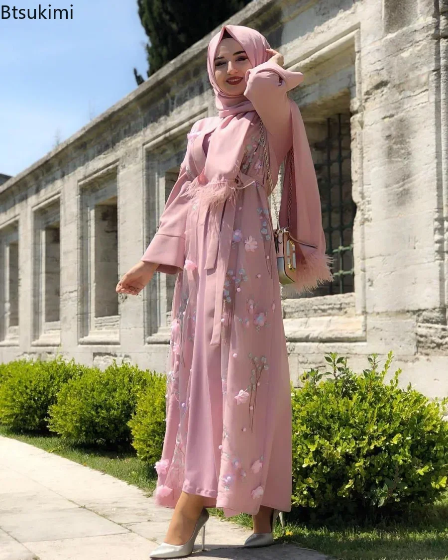 New 2024 Women's Fashion Muslim Dress Abayas for Women Abaya Dubai Turkey Clothing Kaftan Robe Longue Femme Musulmane Vestidos