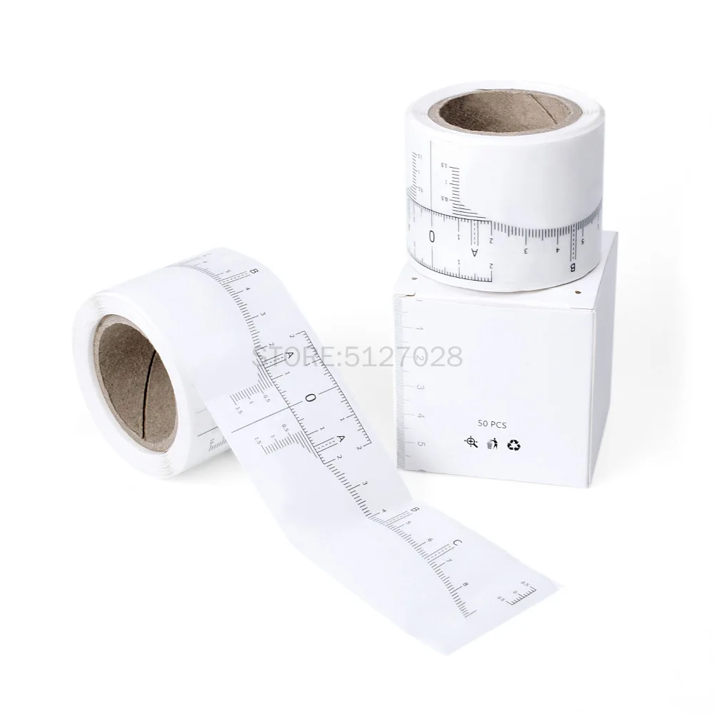 50pcs/set Tattoo Eyebrow Measuring Tape Disposable Aids Ruler Stickers for Beginners