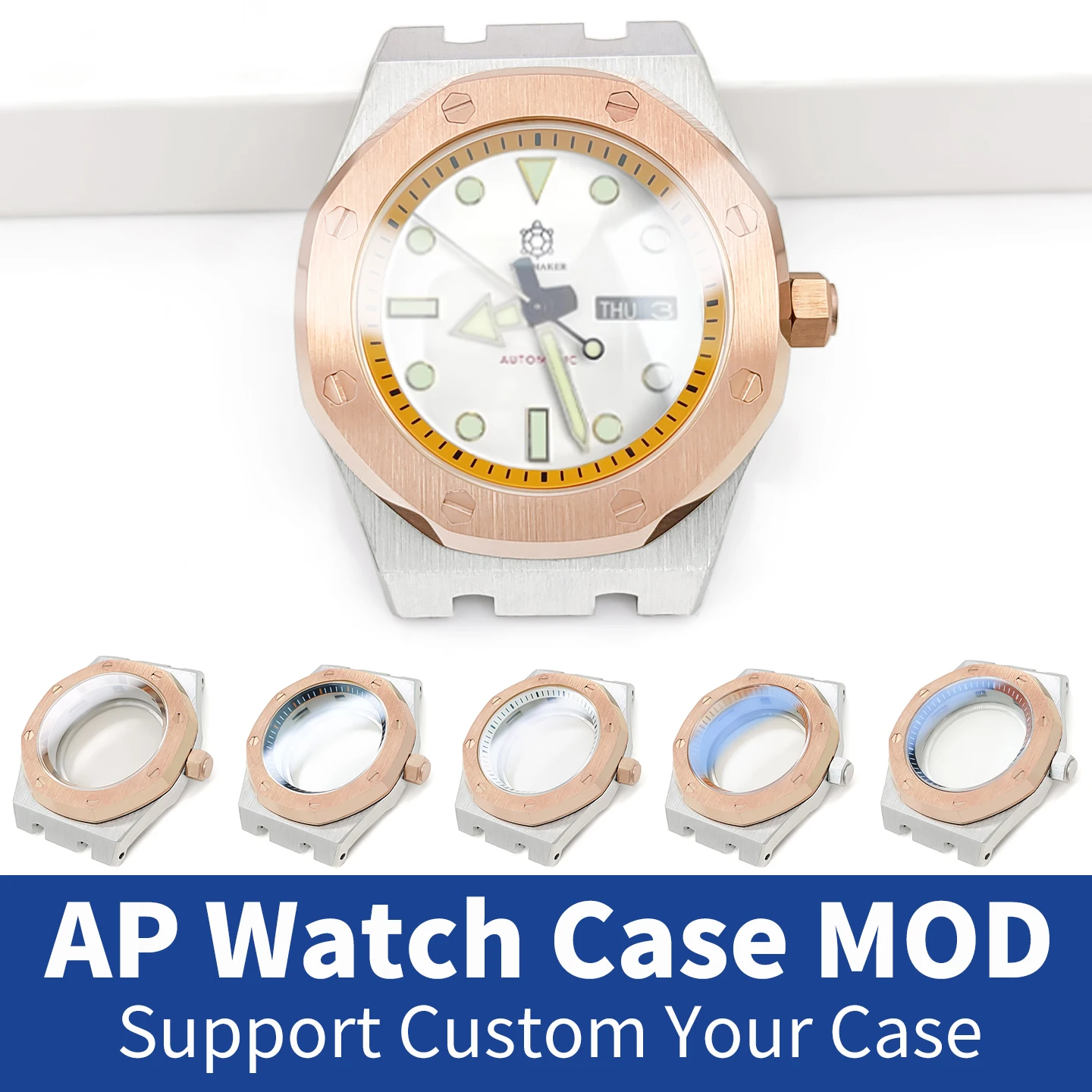 AP الساعات حالات لامعة/نحى الصلب ارتفع الذهب/الفضة يناسب NH35 NH36 4R36 الياقوت الكريستال والزجاج وزارة الدفاع ساعة استبدال أجزاء