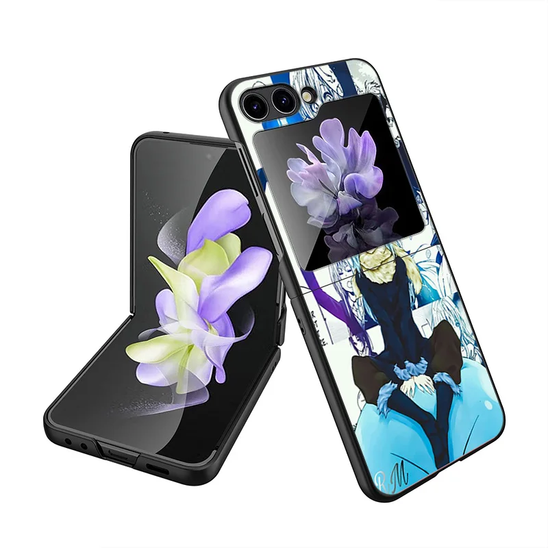 Black Matte Anti-Drop Phone Case For Samsung ZFlip6 5G Hard Galaxy Z Flip 3 4 5 6 Anime That Time I Got Reincarnated as a Slime