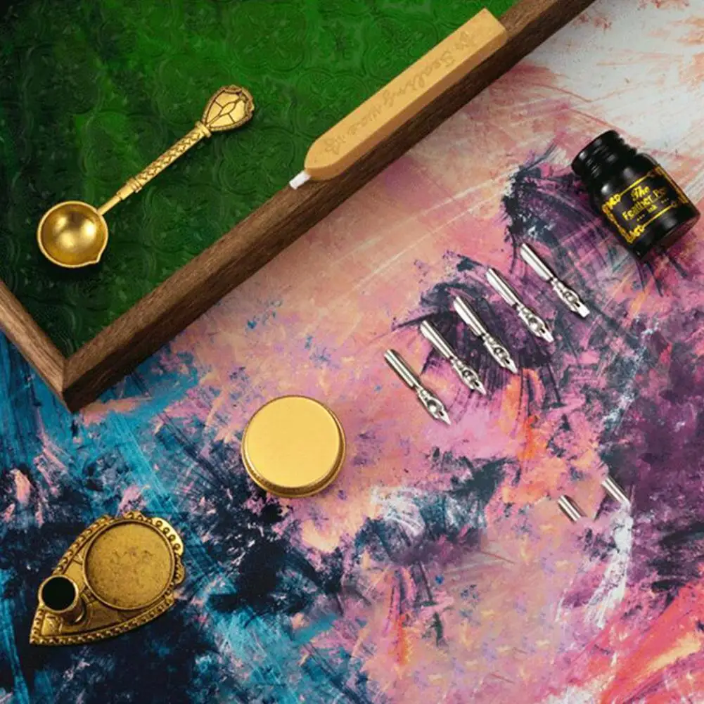 ชุด pulpen Bulu ปากกาขนนก set pulpen เป็นมิตรต่อสิ่งแวดล้อมใช้ได้จริง1ชุด set pulpen ขี้ผึ้งปิดผนึกละเอียดอ่อนปากกาจุ่มประณีต